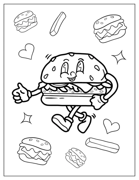 Un burger cu picioare merge vesel.