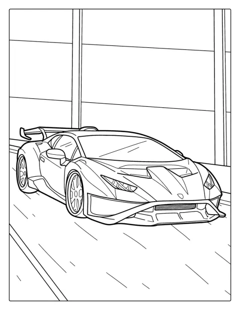 Lamborghini kiitää kilparadalla vauhdikkaasti.
