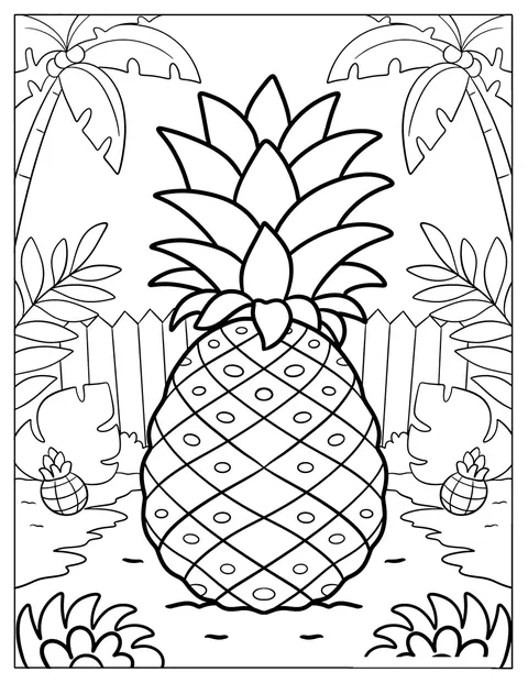 Un ananas succoso cresce in un rigoglioso giardino tropicale.