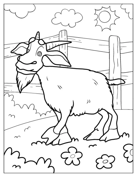 Masha et Michka se tiennent auprès d’une chèvre.
