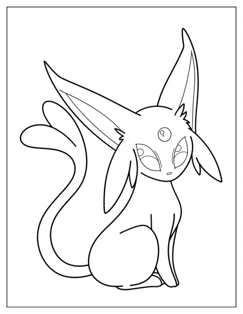 Espeon istuu ryhdikkäästi ja näyttää elegantilta.