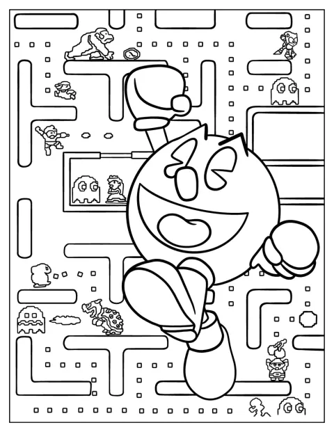 Pac-Man alza el puño con gesto decidido.