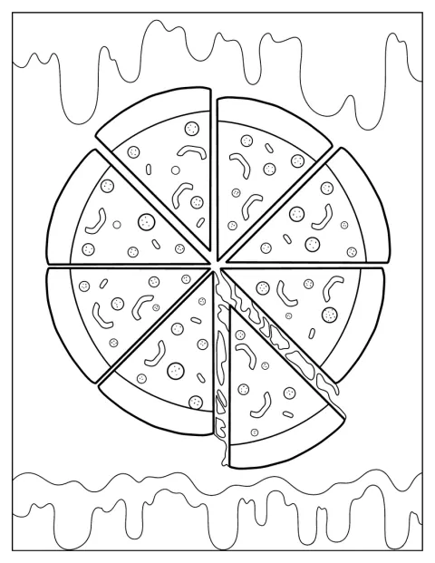 Egy egyszerű, feltétek nélküli pizza körvonala látható.