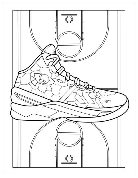 Et par Curry 2 Double Bang-basketsko er vist fra siden.