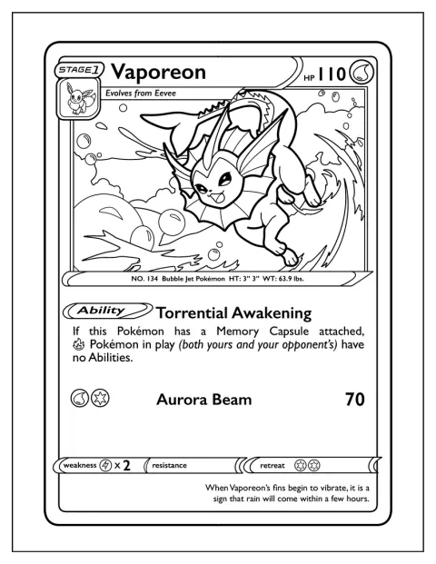Die Pokémon-Karte zeigt Aquana bei einer mächtigen Wasserattacke.