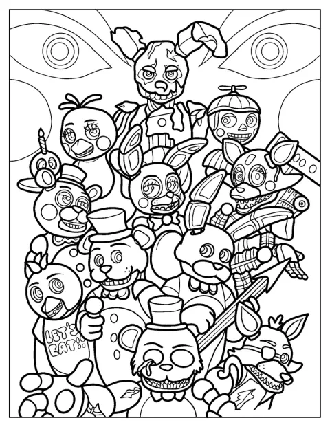 Five Nights At Freddy’s -pelin animatroniikit on kuvattu chibi-tyyliin.