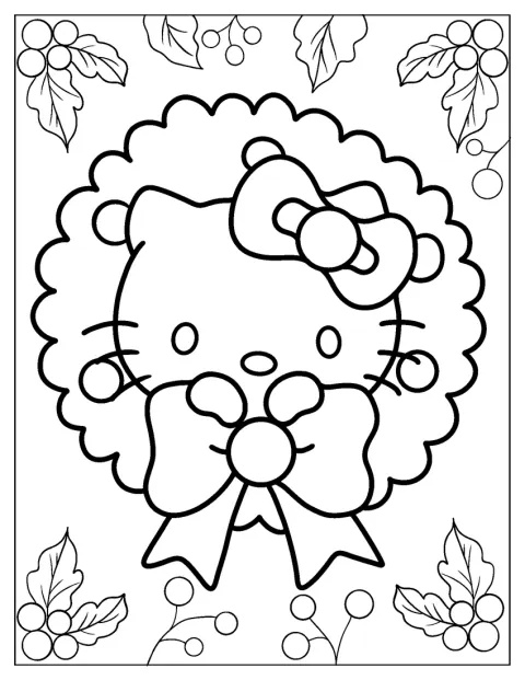 Prosty kontur przedstawia buzię Hello Kitty z charakterystyczną kokardką.