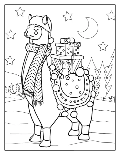 Un lama festoso sfoggia dettagli ispirati al Natale.