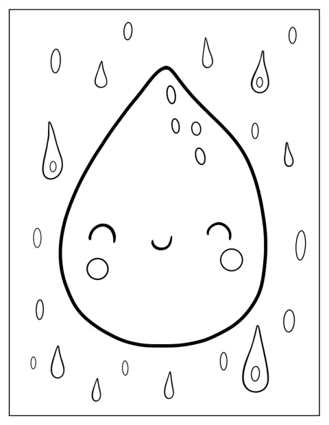 Une grosse goutte de pluie est représentée seule.