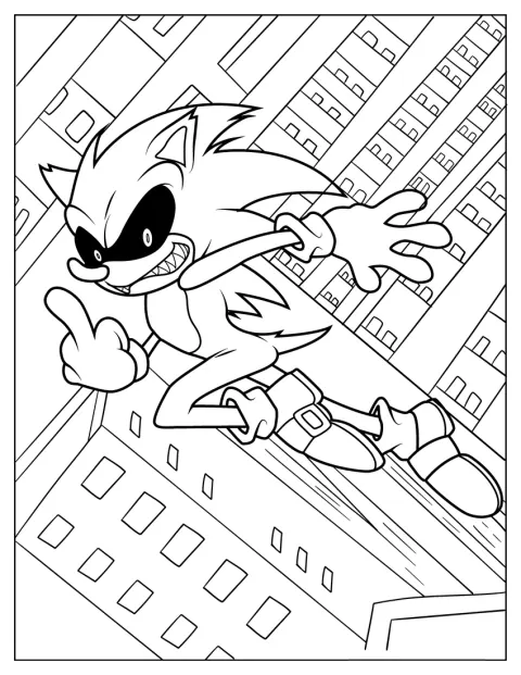 Sonic Exeが中指を立てるポーズをしています。