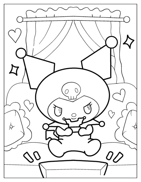Kuromi spiller videospill med en håndkontroll.