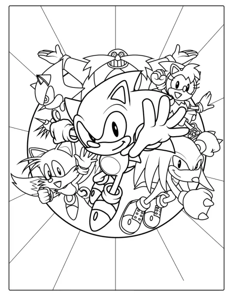 Sonic poseeraa yhdessä ystäviensä kanssa.