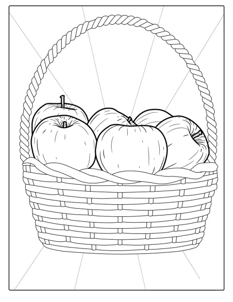 Košík je naplněný jablky odrůdy Honeycrisp.