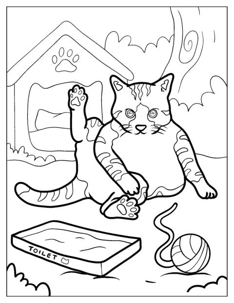 Un chat se lèche pour nettoyer son pelage.