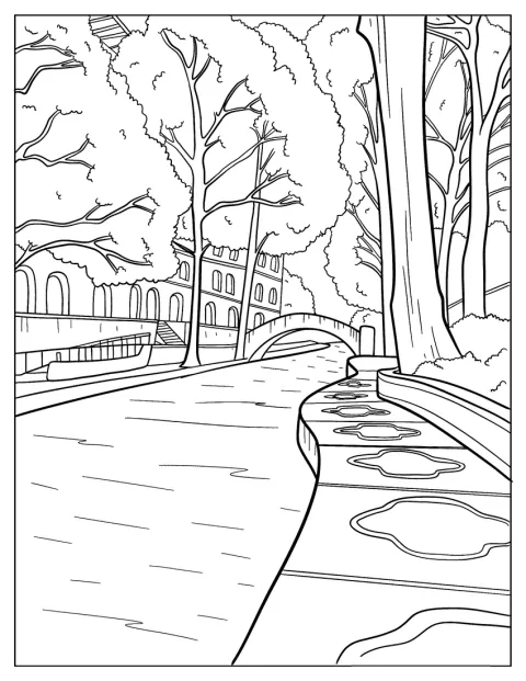 San Antonio River Walk Texas Coloring Page