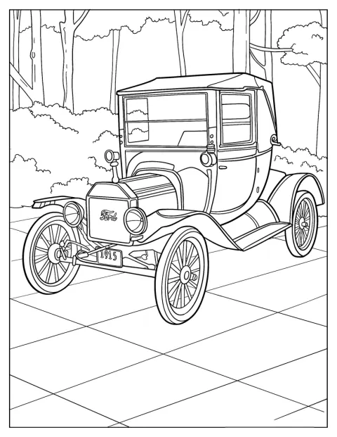 Ford Model T Coupelet z roku 1915 stojí v bočním pohledu.