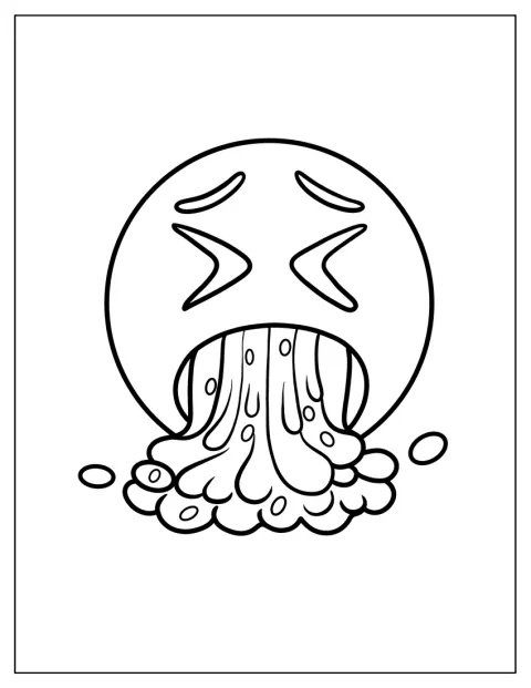 Un visage emoji exprime le dégoût en vomissant.