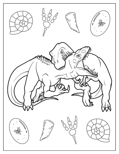 Tyrannosaurus Rex i Indominus Rex zmagają się ze sobą.