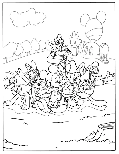Mickey Mouse aparece acompañado de sus amigos.