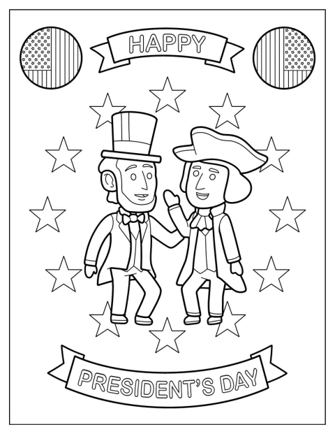 Abraham Lincoln e George Washington, disegnati in stile chibi, festeggiano il President’s Day.