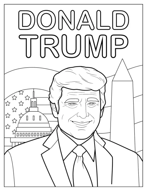 Le président américain Donald Trump apparaît en portrait.