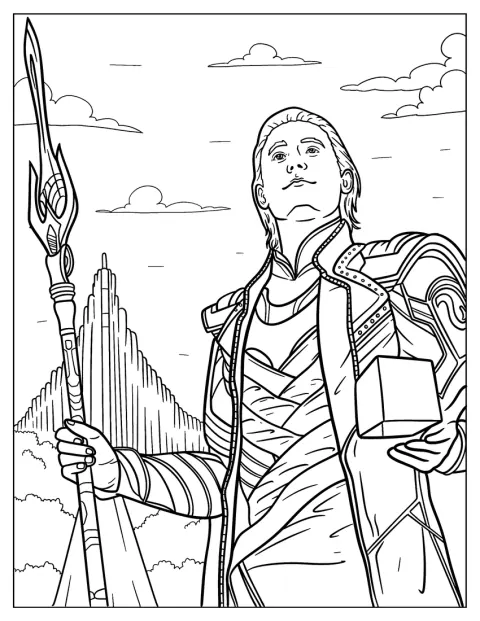 Ad Asgard, Loki tiene in mano il Tesseract.