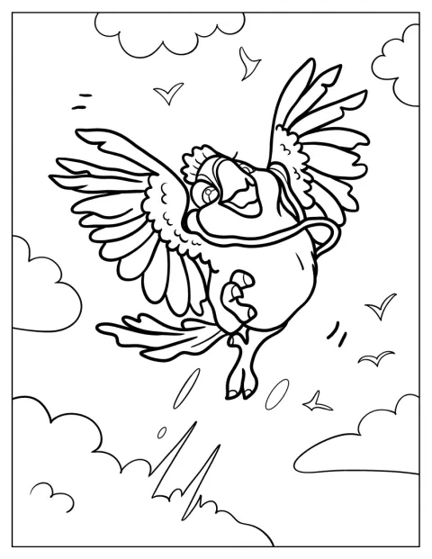 Carla fliegt durch den Himmel.