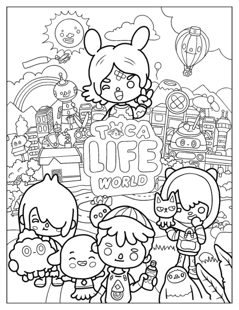En affisch visar figurer och motiv från Toca Boca Life World.