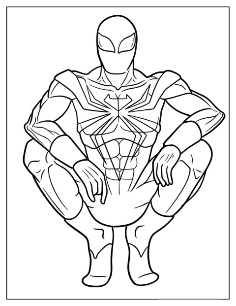 Un contur simplu îl înfățișează pe Iron Spider în costumul său de supererou.