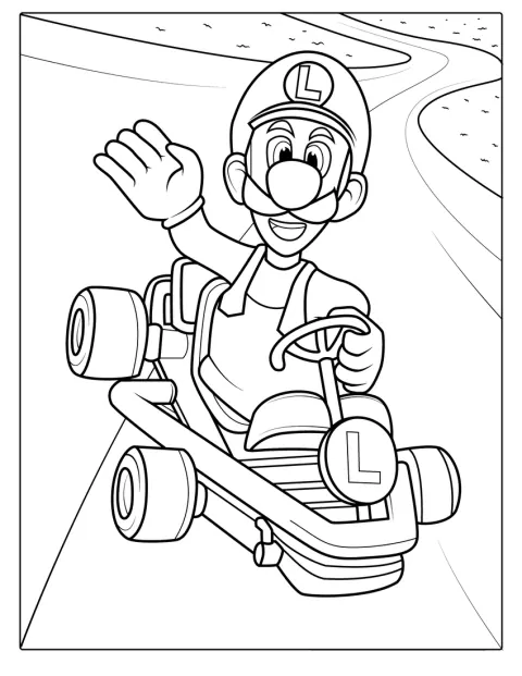 In Super Mario Kart fährt Luigi mit seinem Kart.
