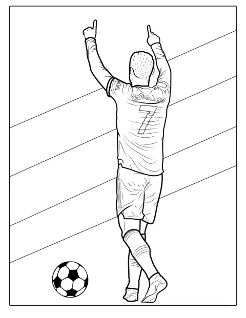 Ronaldo peker mot publikum fra fotballbanen.
