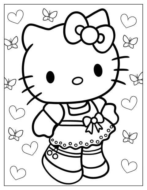Hello Kitty har en kjole på.