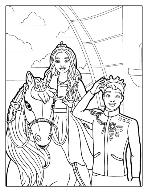 Princess Barbie With Prince And Horse