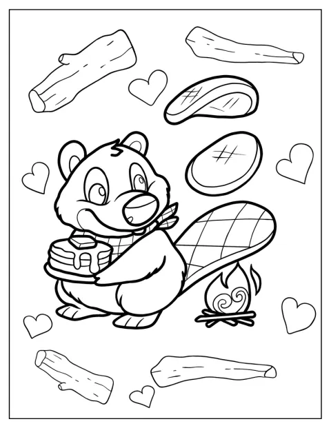 Un castoro tiene un piatto colmo di pancake.