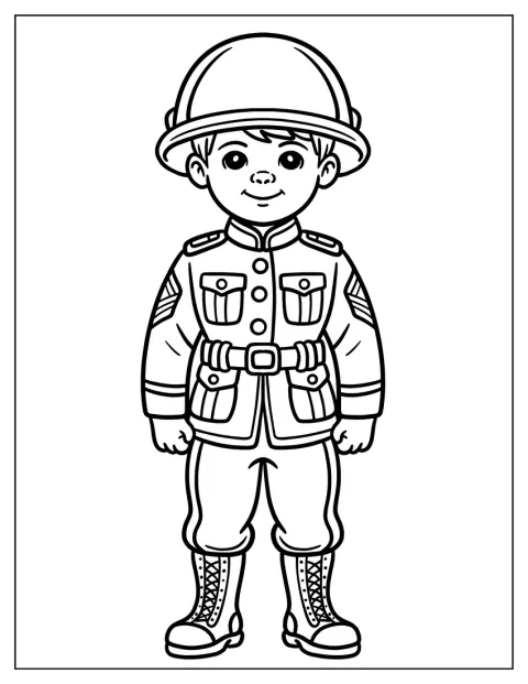 Un soldato posa con l'uniforme militare completa.