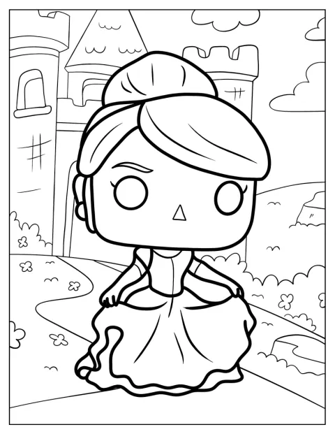 Funko Pop Coloring Page Cinderella For Preschoolers