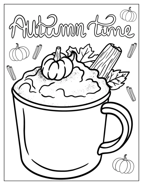 Realistic Coloring Page Of Pumpkin Spice Latte