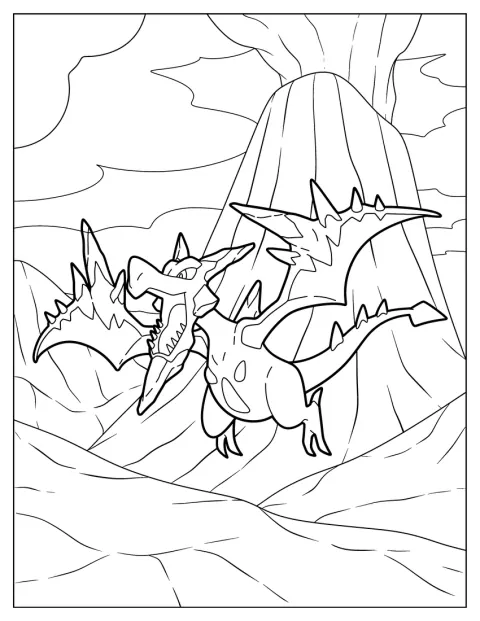 Mega Aerodactyl a levegőben szárnyal.