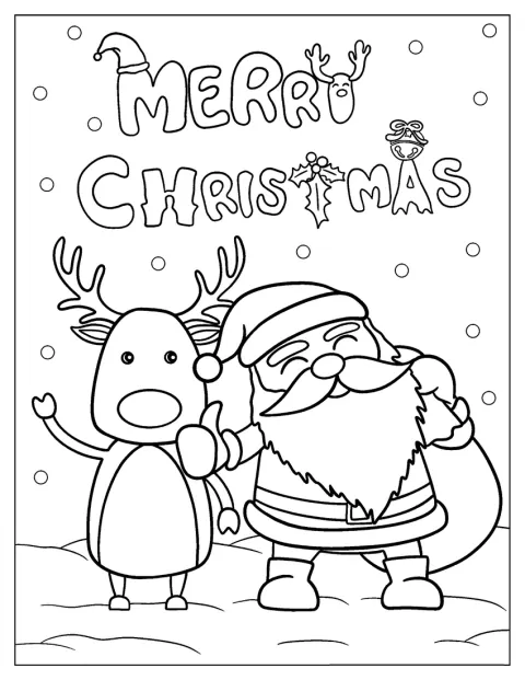 Santa posa junto a Rudolph en una escena navideña.