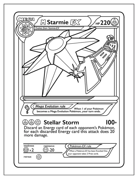 M Starmie EX csillagokat idéz meg egy kártyán.