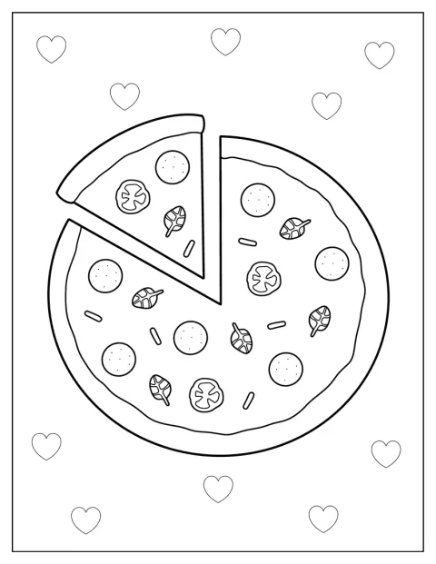 Una pizza redonda aparece dibujada con un contorno simple.