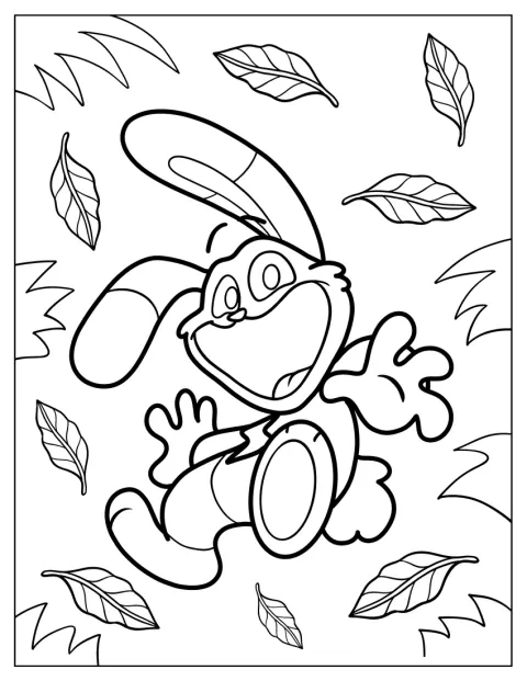 Hoppy Hopscotch sorri numa pose energética, com as orelhas compridas erguidas.