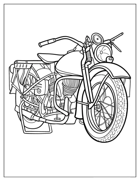Una Harley Davidson WLA aparece dibujada de perfil.