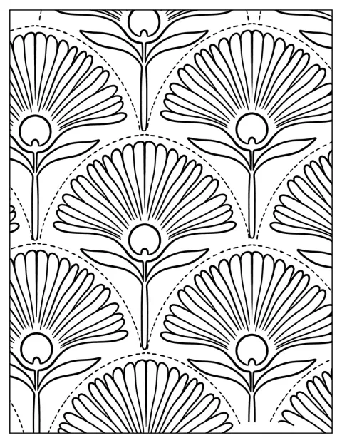 Fan Flower Pattern Coloring Page