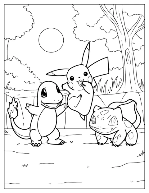 Flere kjente Pokémon-figurer er samlet i motivet.