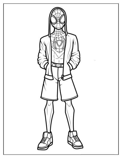Miles Morales bär en jacka och tittar framåt.