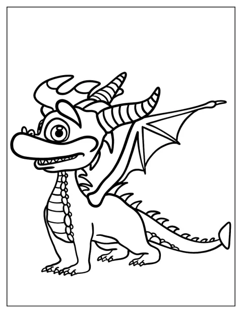 Easy Flame Dragon Outline From Spyro Coloring Page