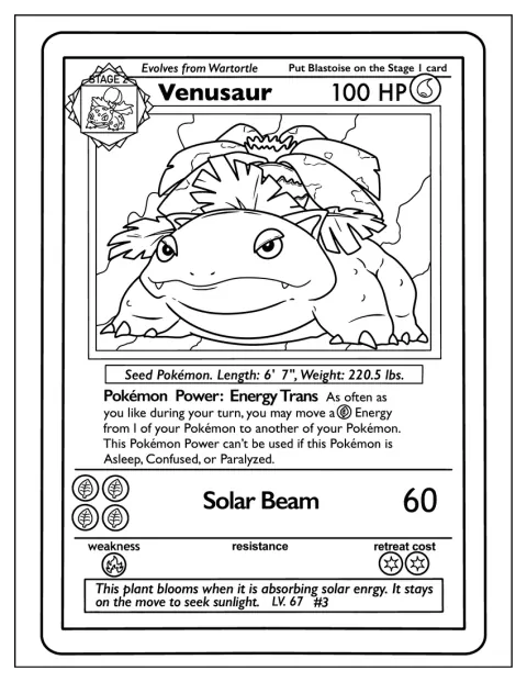 Na kartě je vyobrazený Venusaur.