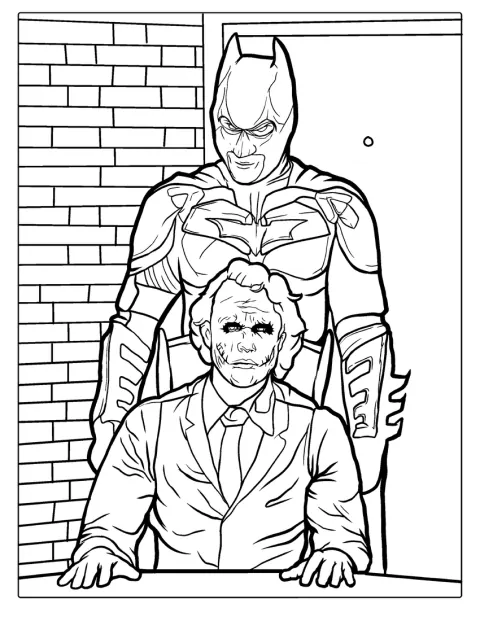 Batman és Joker egymással néznek farkasszemet.