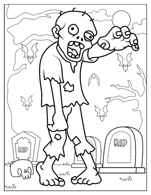 En zombie från Plants vs. Zombies sträcker fram armarna.